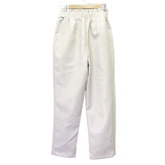 NWT Bagatelle Faux Leather Pants in Natural Cream Size Small Tie Waist Neutral - Picture 6 of 15